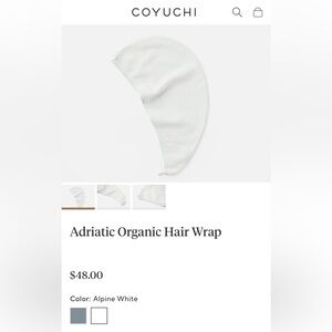 Coyuchi Hair Towel - Adriatic Organic Hair Wrap - Alpine White - organic cotton